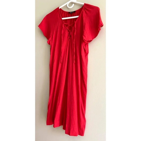 Madewell Small Red Tie/Lace Up Casual Mini Dress - Picture 6 of 10